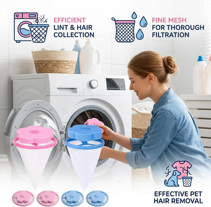 6 PCS Washer Lint Catcher, Pet Hair Remover for Laundry, Catcher for Washing Machine, Hair Catcher for Washing Machine, Laundry Hair Catcher, Pink and Blue, 8x8x1.8 cm