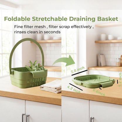 Kitchen Foldable Hanging Sink Drain Basket - Faucet Hanging Strainer Basket | Multifunctional