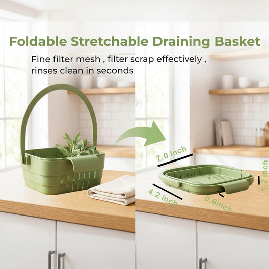 Kitchen Foldable Hanging Sink Drain Basket - Faucet Hanging Strainer Basket | Multifunctional