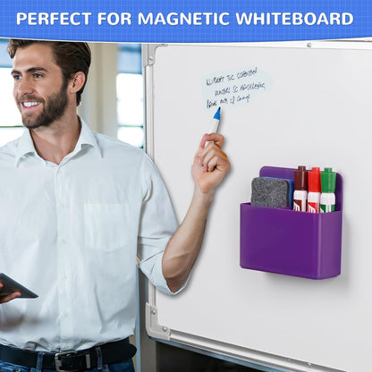 Magnetic Dry Erase Marker Holder - Multi-Surface Pen & Marker Holder for Fridge, Whiteboard, Locker - School, Office, Home - 1 Pack, Black