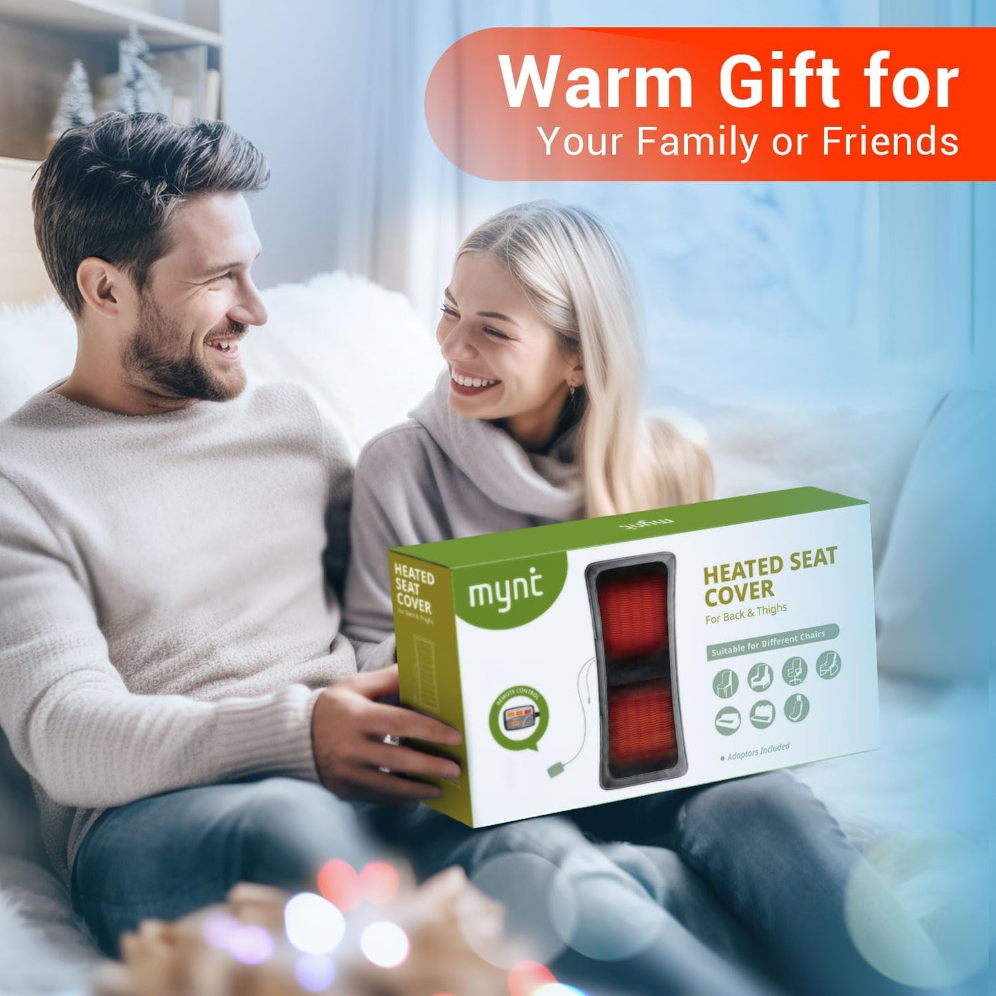 Longer Heated Seat Cover, Heating Pad for Chairs | Home/Office Seat Cushion with Fast Heat to Promote Blood Circulation & Relieve Fatigue, A Warm Gift, Black