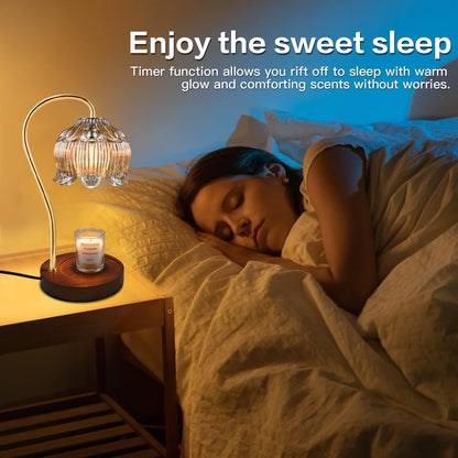 SupBri Candle Warmer Lamp with Timer & 4Bulbs, Pink Flower Glass Shdae