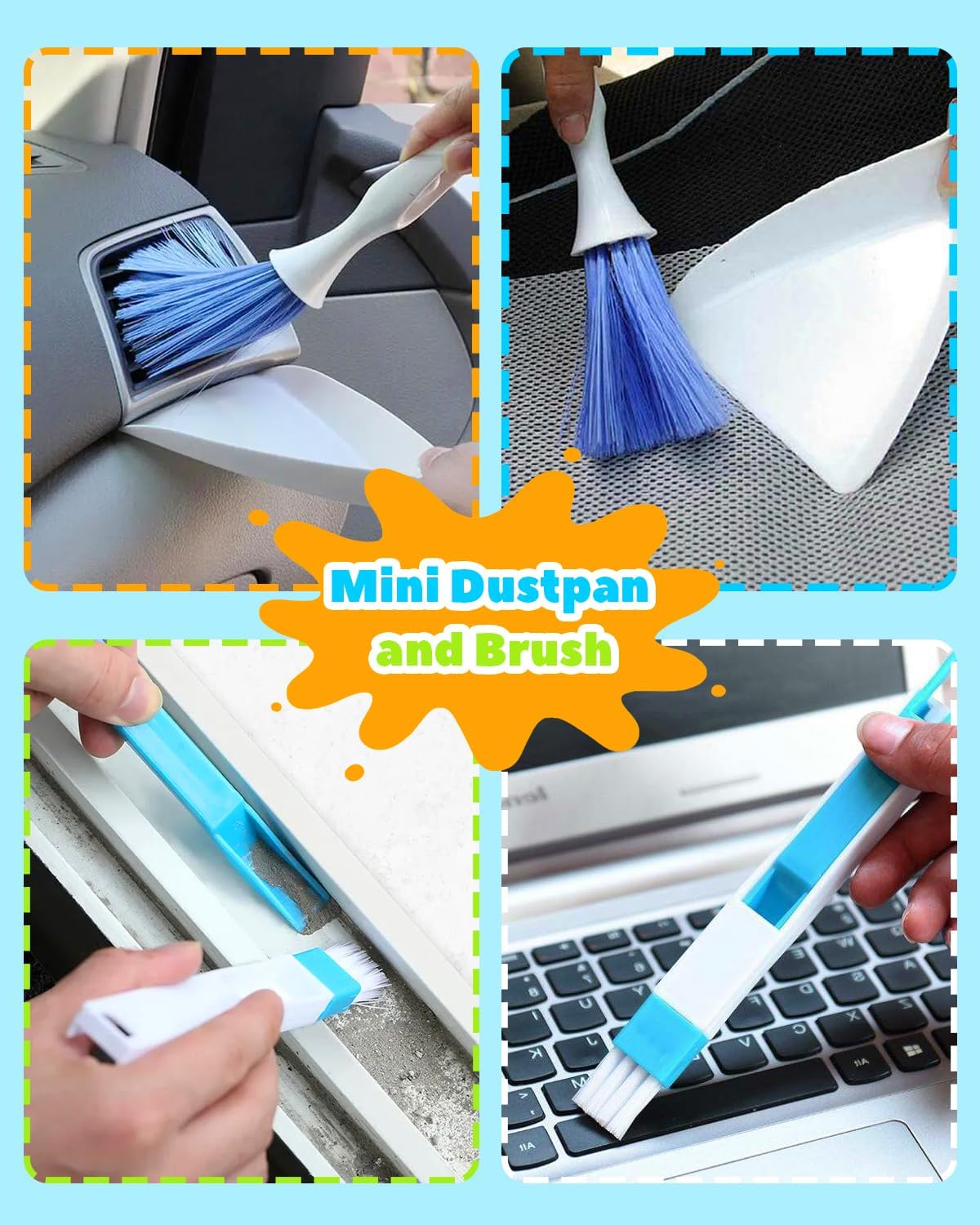 11 Pcs Blind Cleaner Duster Tool Kit – Mini & Window Blinds Cleaner Brush Set, Air Vent & Track Cleaning Tools, Window Groove & Sill Scrubber for Home, Car, AC, Sliding Doors - Yellow