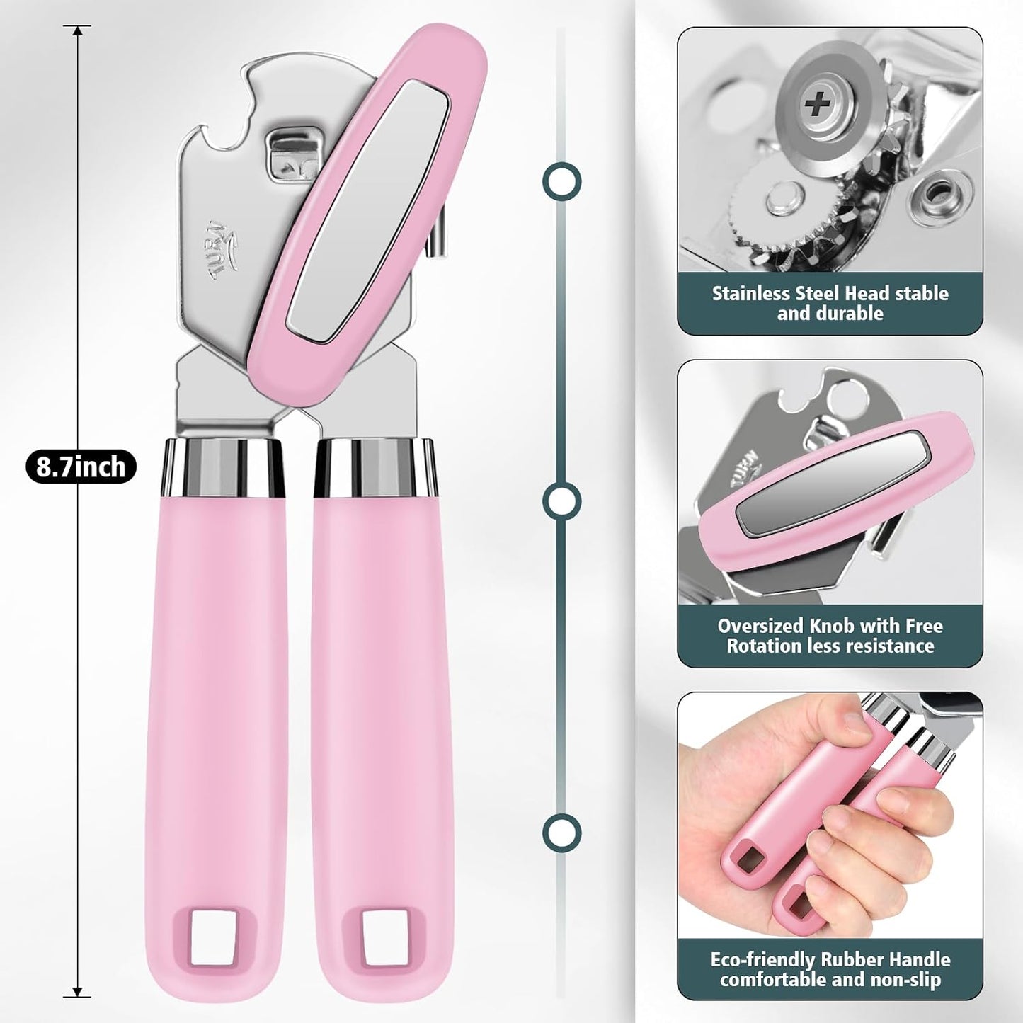 Multifunctional Heavy Duty Can Opener Manual Smooth Edge Can Opener and Bottle Openers with Magnet Durable Sharp Cutting Blade Comfortable Handle Big Effort-Saving Knob Kitchen Tool