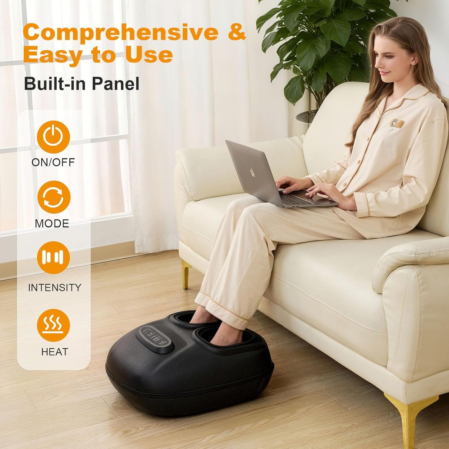 LINGTENG Foot Massager, Heated Foot Massager (Agate Black) | Deep Kneading-Detachable Washable-Home Office Underdesk-Men Women Parent Senior-Birthday Anniversary Christmas Valentine Gift
