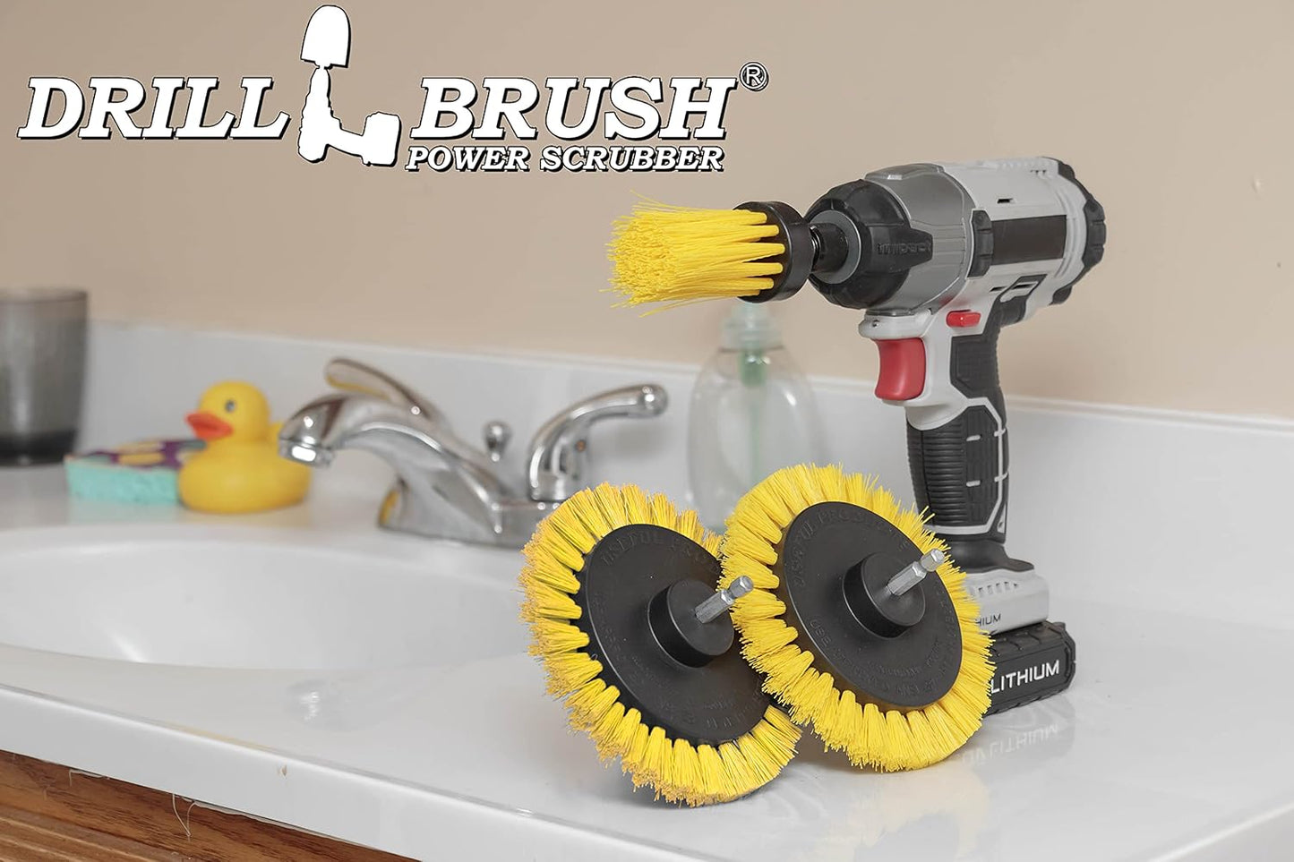 Tile and Grout Cleaning Drill Brush Set - Bathroom Scrub Brush for Drill | 3 pack Drill Brush Power Scrubber Cleaning Brush Yellow Medium Stiffness - Shower Floor Scrub Brush for Drill - Crevice Brush