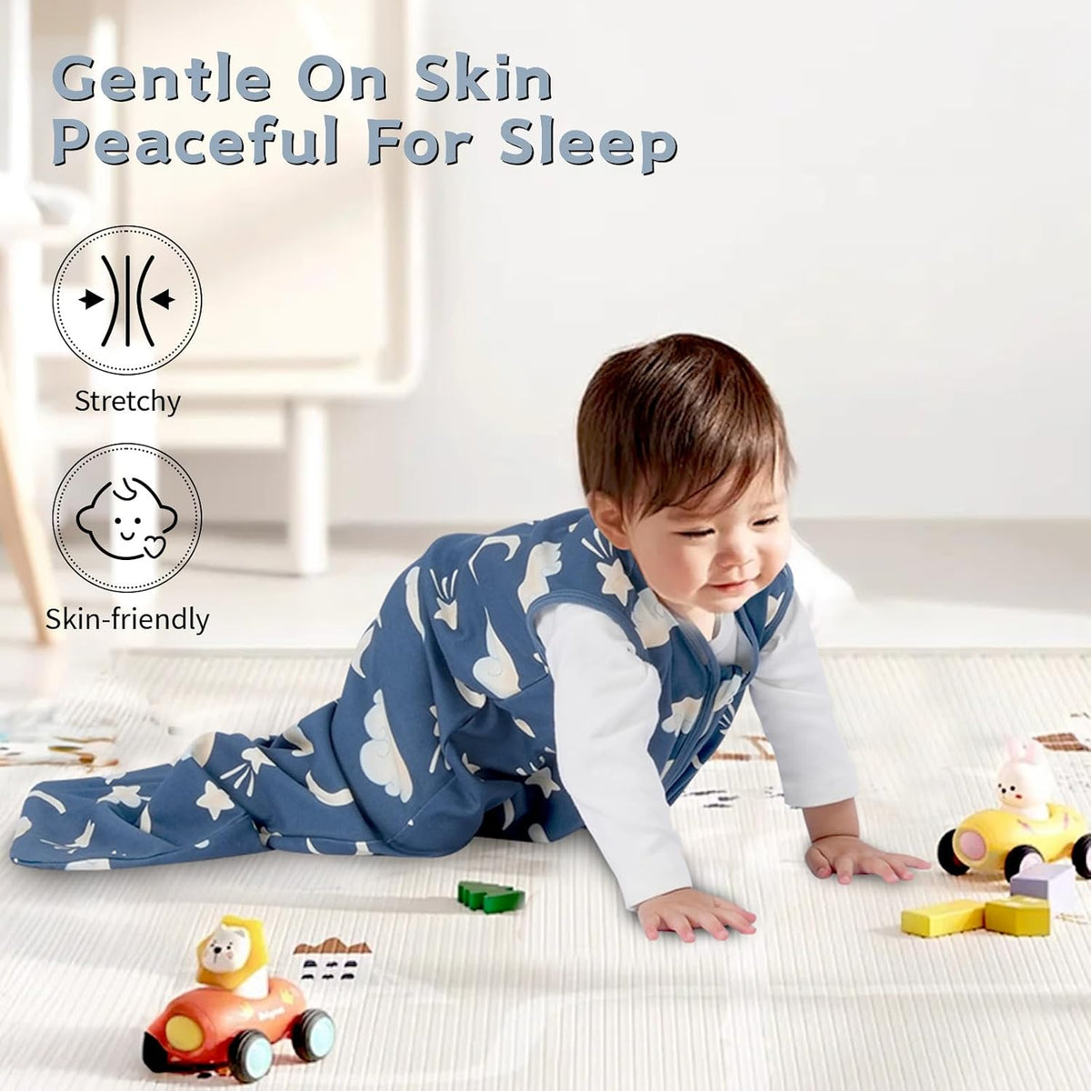 Baby Sleep Sack 0-6 Months, 100% Cotton Wearable Blanket, 0.5 Tog, 3 Pack
