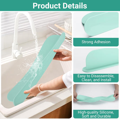 19.3 inch Silicone Sink Splash Guard, Splash Guard for Kitchen Sink Area, Backsplash Protector for Kitchen Countertop & Bathroom Bathtub with Non-Slip Strong Suction, White