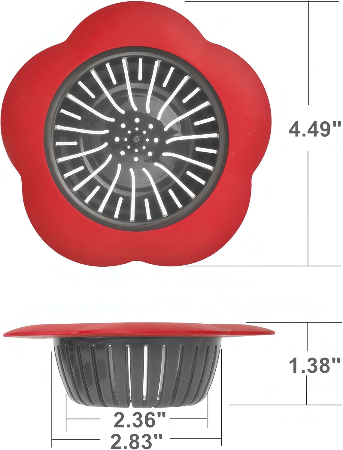 Silicone Sink Drain Strainer, 4 Pack | Fast Drainage, Catches Food Scraps, Easy Cleaning, Flexible Design, Fits Most Drains, Bright Colors