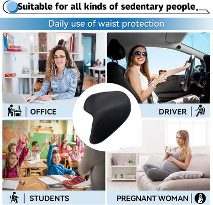 Super Cozy Lumbar Support Pillow for Car/Office Chair, 100% Memory Foam | Lumbar Pillow with Breathable Removable Cover, Ergonomic Design - Back Support for Back Pain Relief(Adjustable Strap, Black)