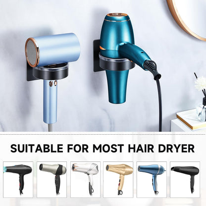 Hair Dryer Holder Wall Mounted, Blow Dryer Holder, Hair Tool Organizer for Hair Dryer Storage Hanger, Adhesive Hairdryer Holder for Bathroom Barber Shop (White)