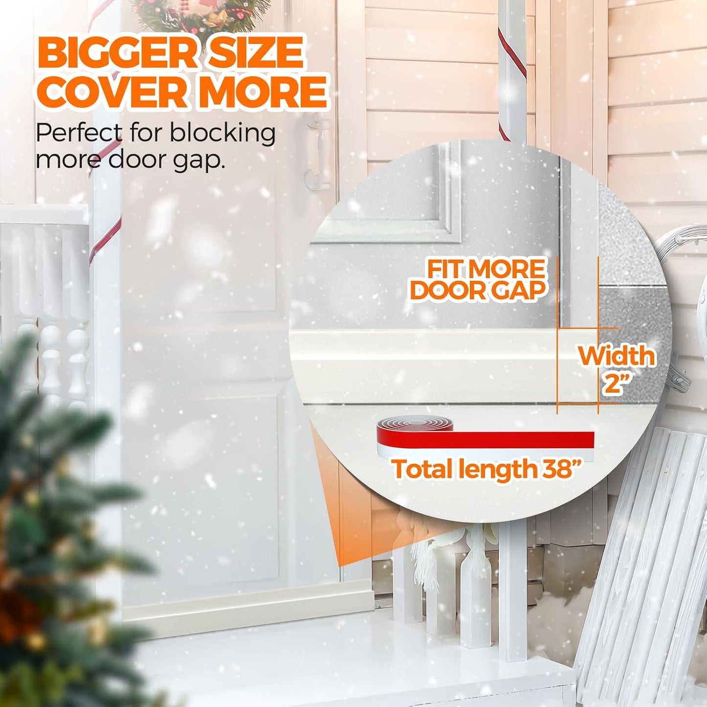 Holikme Door Draft Stopper 41inch Weather Stripping Door Seal Sweep | Under Door Draft Insulator Strong Adhesive Silicone Garage Window Strip Blocker Cold Air & Noise, Easy Install Save Energy