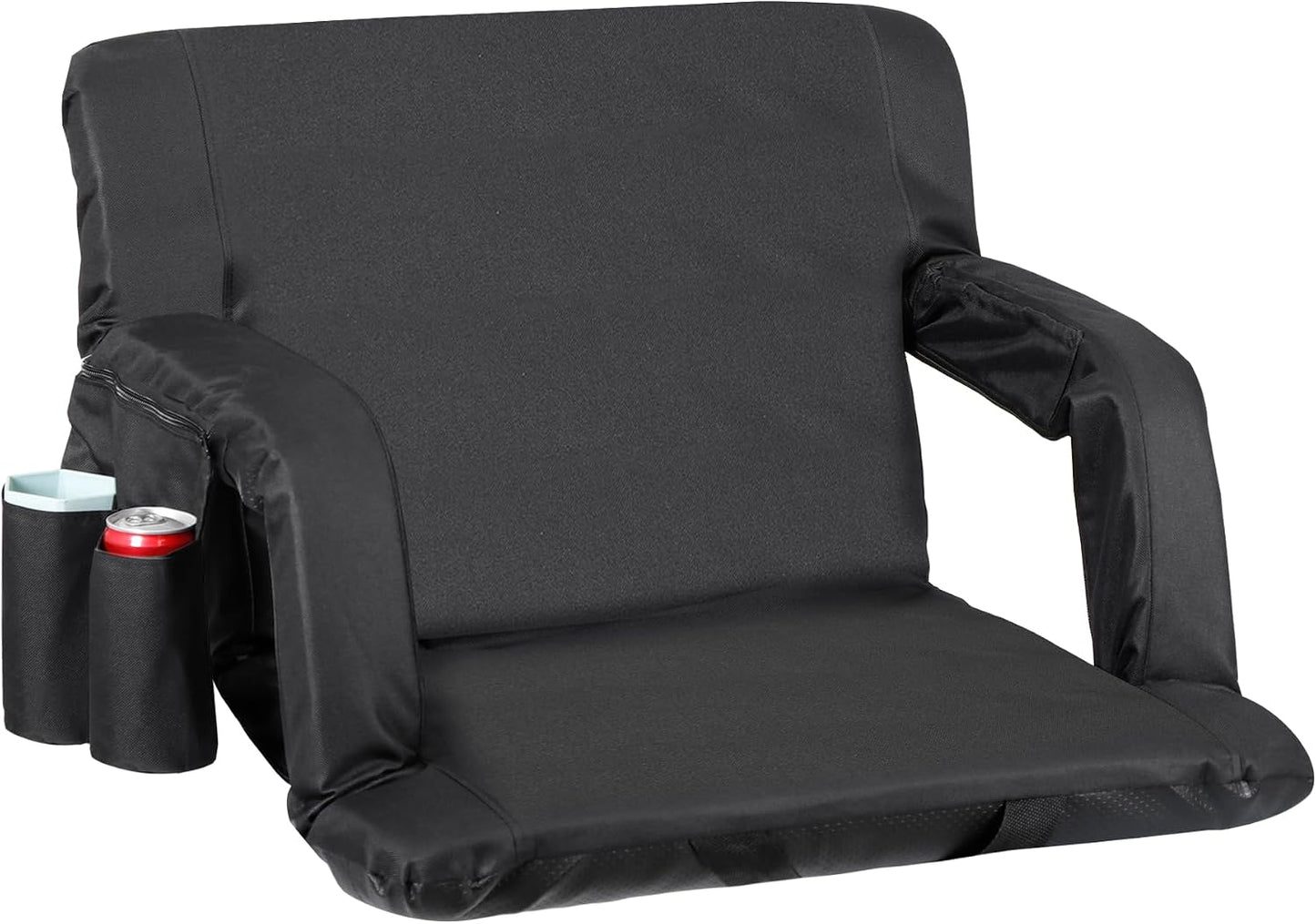 LEMY 20.5"/ 25" Wide Adjustable Stadium Seat for Bleachers Portable Water Resistant Stadium Chair with Back/Arms/Cushion for Outdoor or Indoor