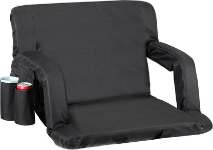 LEMY 20.5"/ 25" Wide Adjustable Stadium Seat for Bleachers Portable Water Resistant Stadium Chair with Back/Arms/Cushion for Outdoor or Indoor