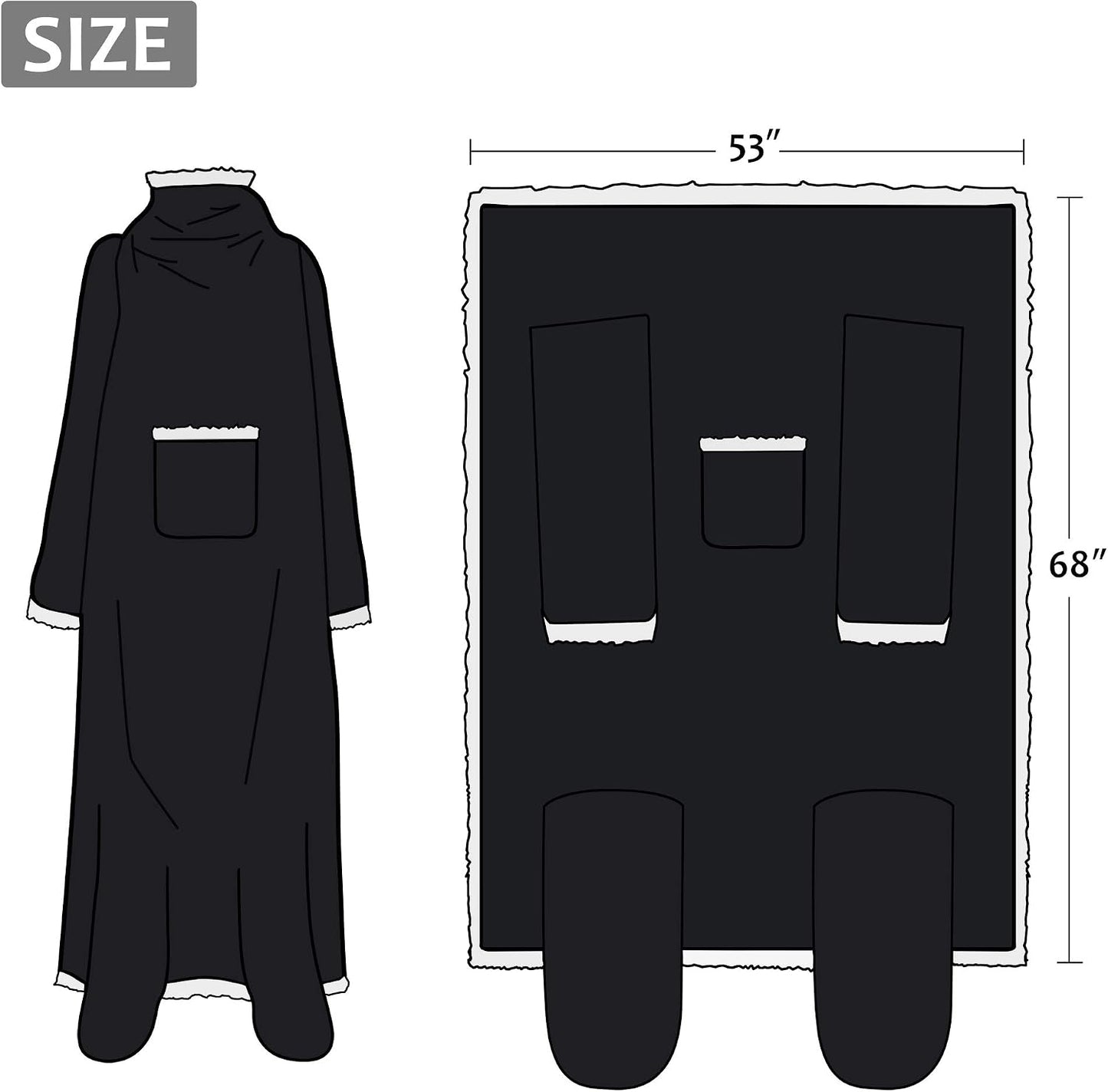 Catalonia Wearable Blanket with Sleeves & Foot Pocket for Adults | Soft Fleece Throw Wrap with Hands-Free Comfort, Perfect for Reading, TV Time & Relaxing, Christmas Gift for Women & Men