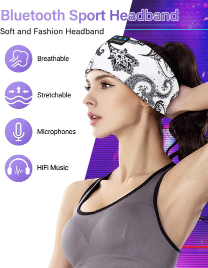 LC-dolida Sleep Headphones Bluetooth Headband Sleeping Wireless Headband Headphones with Thin HD Stereo Speakers Perfect for Side Sleepers, Sport, Yoga, Travel