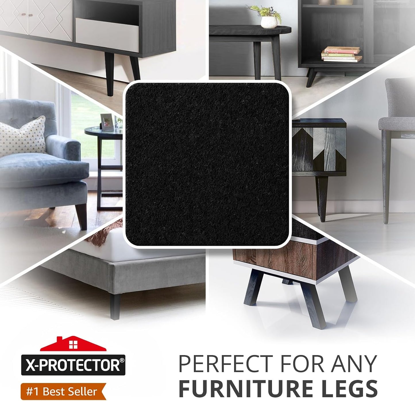 X-Protector Felt Furniture Pads - 20 PCS 6 x 1/2" - Premium Felt Strips | with Adhesive Backing - Rectangular Furniture Pads for Hardwood Floors - Cut Furniture Felt Pads to Size You Need! (Beige)