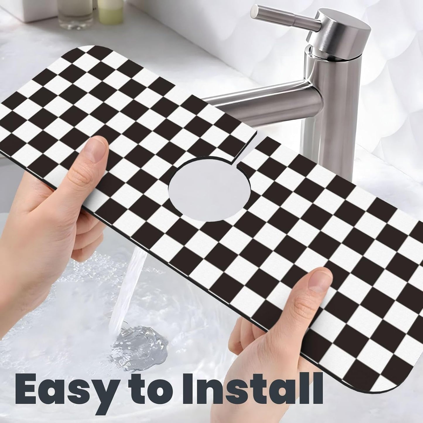 Wildflowers Floral Flower Kitchen Sink Splash Guard Faucet Mat Super Absorbent Fast Drying Mat Sink Gadgets-Fast Drying Pad Sink Mat For Kitchen Bathroom (15" X 5.5" )
