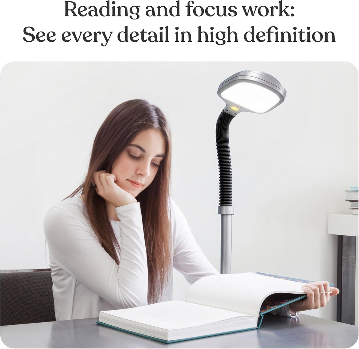 Brightech Litespan - Bright LED Floor Reading Lamp for Over Chair Crafts and Reading, Esthetician Light for Lash Extensions, Gooseneck Adjustable Standing Lamp for Living Room, Bedroom, Office - Black