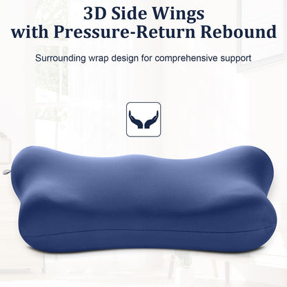 Lumbar Support Pillow for Office Chair Memory Foam Lumbar Cushion with Removable Cover Soft Back Support Pillow Suitable for Car, Couch, Gaming, Dark Blue