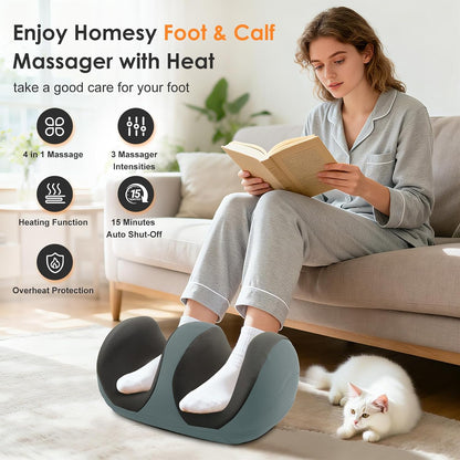 Shiatsu Foot Massager, Foot and Calf Massager with Heat, Black