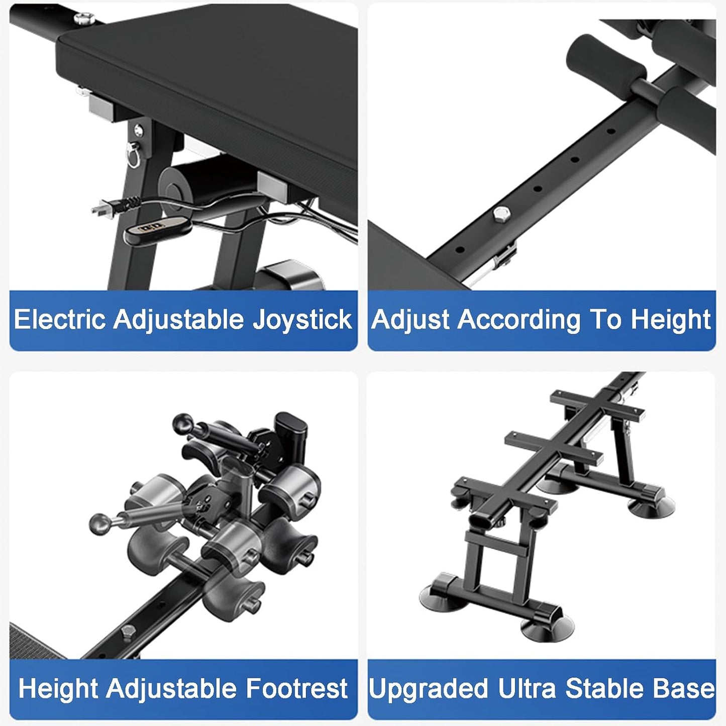 Alternative Inversion Traction Table, Back Stretcher Traction Table for Spine Stretching, Full Body Traction Machine Bed for Home (Black, Electric Large)