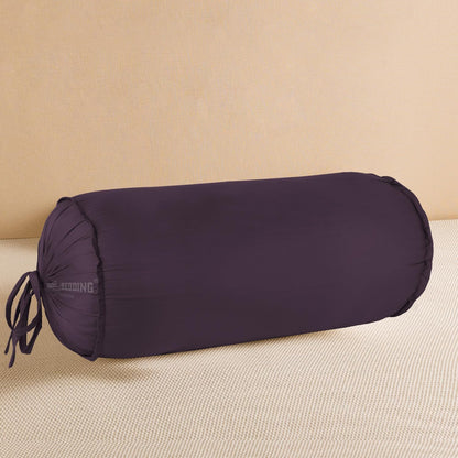 SAHARBEDDINGS 2 Pieces Cervical Neck Roll Pillow Cover with Cotton Bolster Pillowcases for Cylindrical Cushion and Drawstring Closure Round Neck Pillowcase (Plum, Roll Pillow 18x3 Pack of 2)
