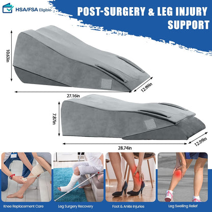 Adjustable Height Leg Elevation Pillows for After Surgery, Single Leg