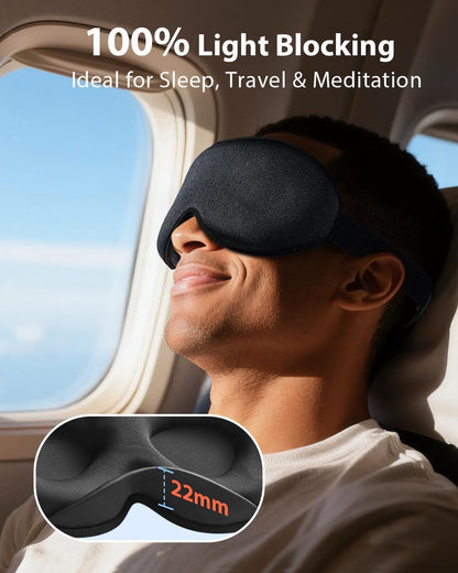 MABAO Weighted Sleep Mask, 100% Blackout Blindfold for Sleeping, Black | 3D Contoured for Lash Extension, Zero Eye Pressure for Women Men, Memory Foam Cover, Soft Gentle Pressure, Blindfold, Travel