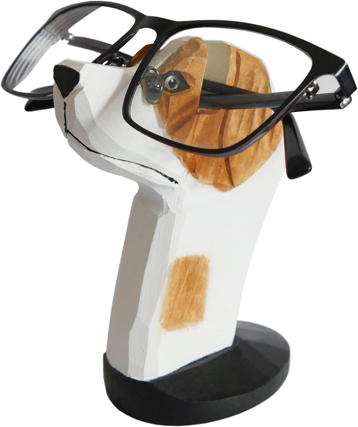 Red Dollar Handmade Wood Carved Animal Eyeglass Holder, Cute Sunglasses Display Stand, Nightstand Home Office Desk Decor, Christmas Holiday New Year Business Gift for Men Women Adults (Dog)
