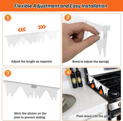 Stainless Steel Stove Gap Covers (2PCS),Stove Gap Filler,Range Trim Kit,Stove Guard for Kitchen Oven Gap Between Stovetop and Counter,Easy Clean Heat Resistant,Adjustable Length 13.8'' to 27.5'',Black