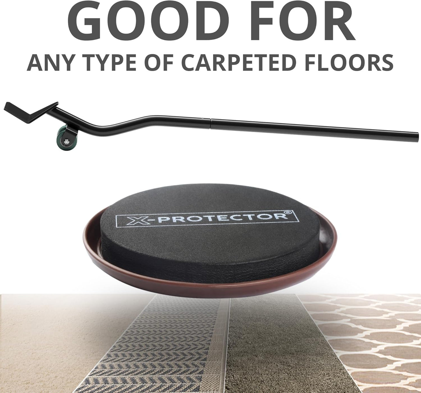 X-Protector Furniture Sliders for Carpet & Furniture Lifter Tool Set | 4 PCS 3 1/2" Sliders for Furniture with Foldable Furniture Jack. Move Your Furniture Easily with Furniture Movers for Carpets