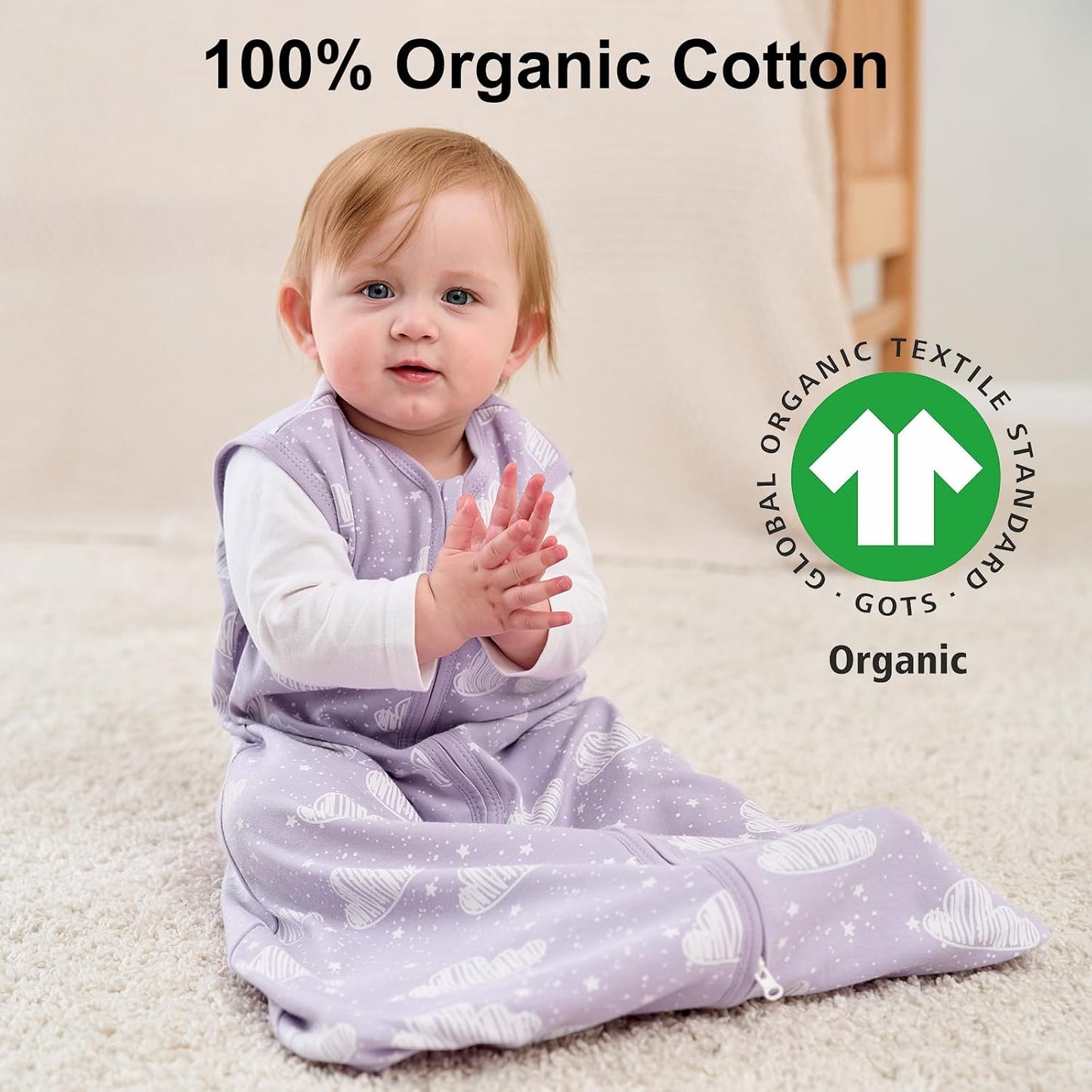 Yoofoss Baby Sleep Sack 0-6 Months Wearable Blanket for Babies 100% Organic Cotton 2-Way Zipper TOG 0.5 Toddler Sleeping Sack 3 Pack, Sleep Sacks