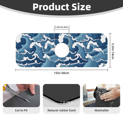 Wildflowers Floral Flower Kitchen Sink Splash Guard Faucet Mat Super Absorbent Fast Drying Mat Sink Gadgets-Fast Drying Pad Sink Mat For Kitchen Bathroom (15" X 5.5" )