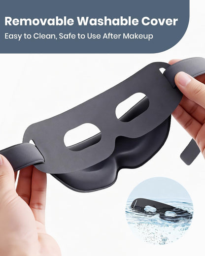 Heated Eye Mask, Cordless Electric Eye Mask Heated for Dry Eyes Relief, 3D Light Blocking, 3 Heat Levels, Warm Eye Compress & Eye Heating Pad, Sleeping Mask with Washable Cover
