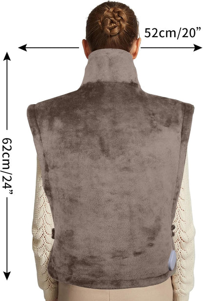 Ambershine 19''x24'' Weighted Neck & Shoulder Heating Pad, 2.5lbs with 12 Temperature Settings& 4 Auto-Off Timers, Pain Relief for Neck/Shoulder/Back(Gray&Blue)