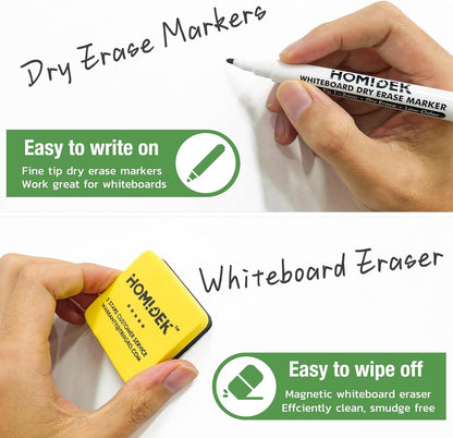 Magnetic Dry Erase Board: Small Fridge Whiteboard, Flexible Refrigerator Magnet White Board, Blank Writing Note Sheet with Dishwasher Magnet Clean Dirty Sign, 4 Markers & Eraser - 12 x 8