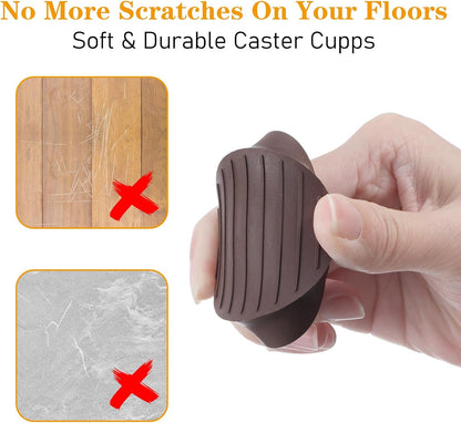 8 Pack Round Rubber Furniture Caster Cups, Non Slip Furniture Pads | 1.5 x 1.5" Furniture Gripper Anti Slide Floor Protector Rubber Furniture Feet for Bed Couch Table Chair Stoppers(Black)