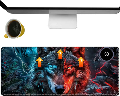 Heated Desk Pad Heated Large Mouse Pad, Electric Quickly Warm Desk Mat with 3 Levels Heating 3 Hours Auto Shut-Off, 31.5" x 13" Warm Gaming Mousepad Hand Foot Warmer, Baby Elephant
