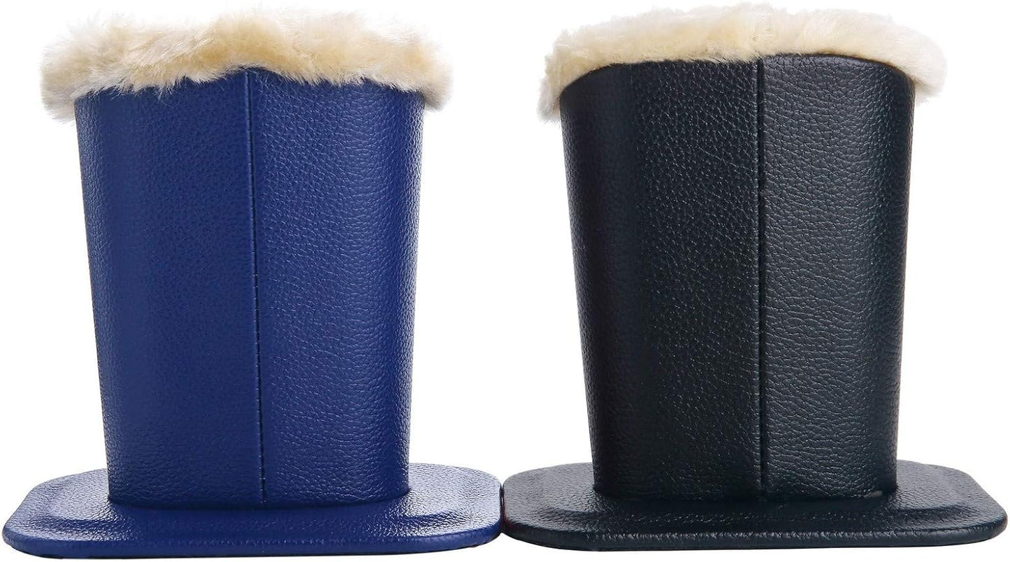 Siveit Plush Lined Eyeglass Holder, PU Leather Eyeglass Case, Anti-Scratch Glasses Storage Organizer for Desk Office Nightstand,2 Packs (Black, Navy)
