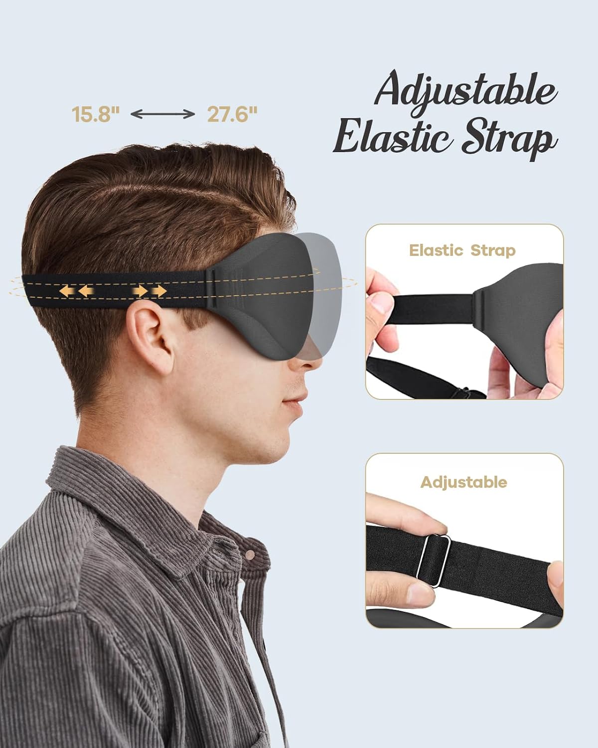 Sleep Mask for Side Sleepers, 3D Contoured Eye Mask for Sleeping, Soft Memory Foam Eye Cover with Adjustable Strap, No Pressure on Eyes, Travel Sleep Mask for Men Women, Shift Work & Naps