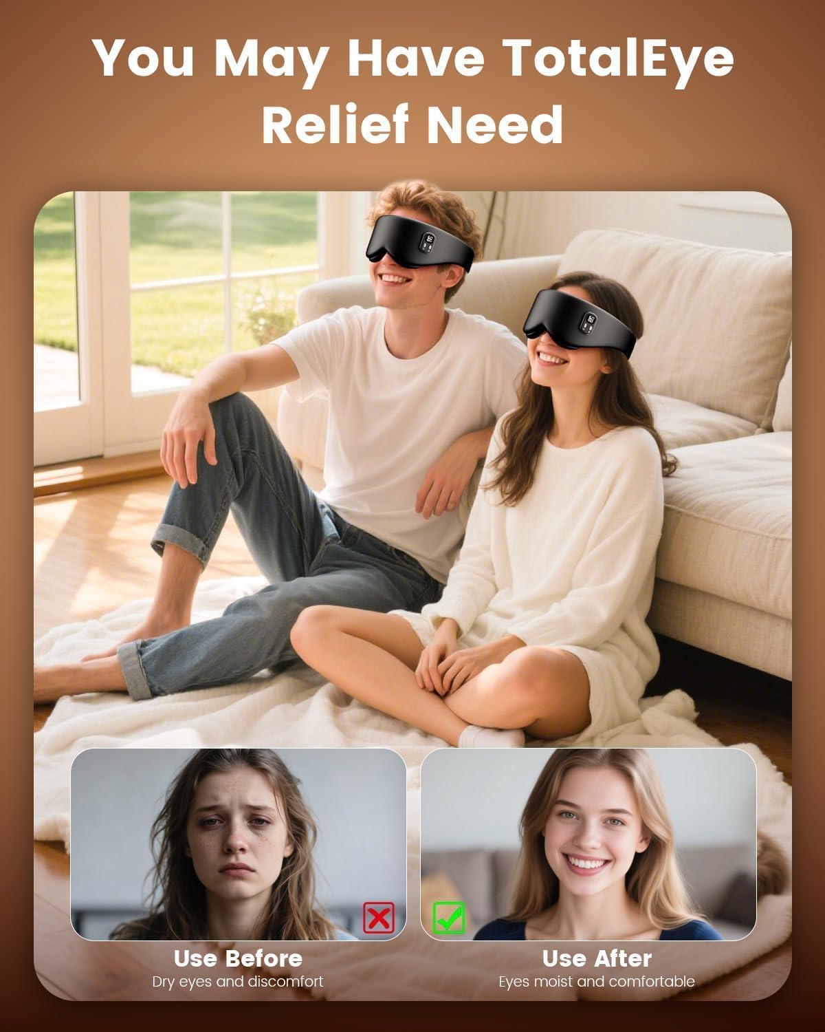 Cordless Heated Eye Mask, 4 Temp Timed Shutdown for Dry Eyes & Sleep Relief