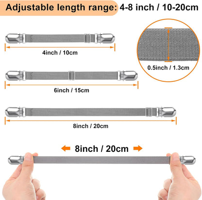 Boao 24 Pcs Bed Sheet Clips Straps Heavy Duty Adjustable Fasteners Elastic Fitted Bed Holder Mattress Corner Sheet Fasteners for Home Room Couch Supplies(White,8-12inch)