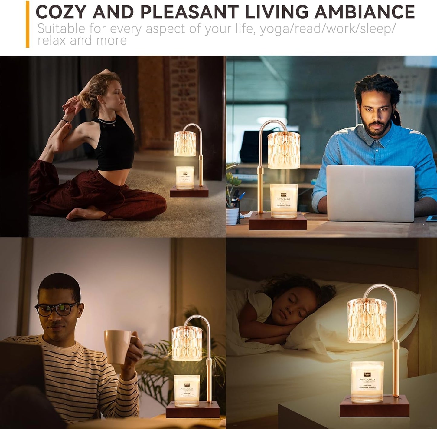 Candle Warmer Lamp with 3 Bulbs, Adjustable Height Dimmable Candle Warmer with Timer, Candle Lamp with Charming Gift Box Ribbon,Birthday Gifts for Women Mom, House Warming Gifts New Home Decor