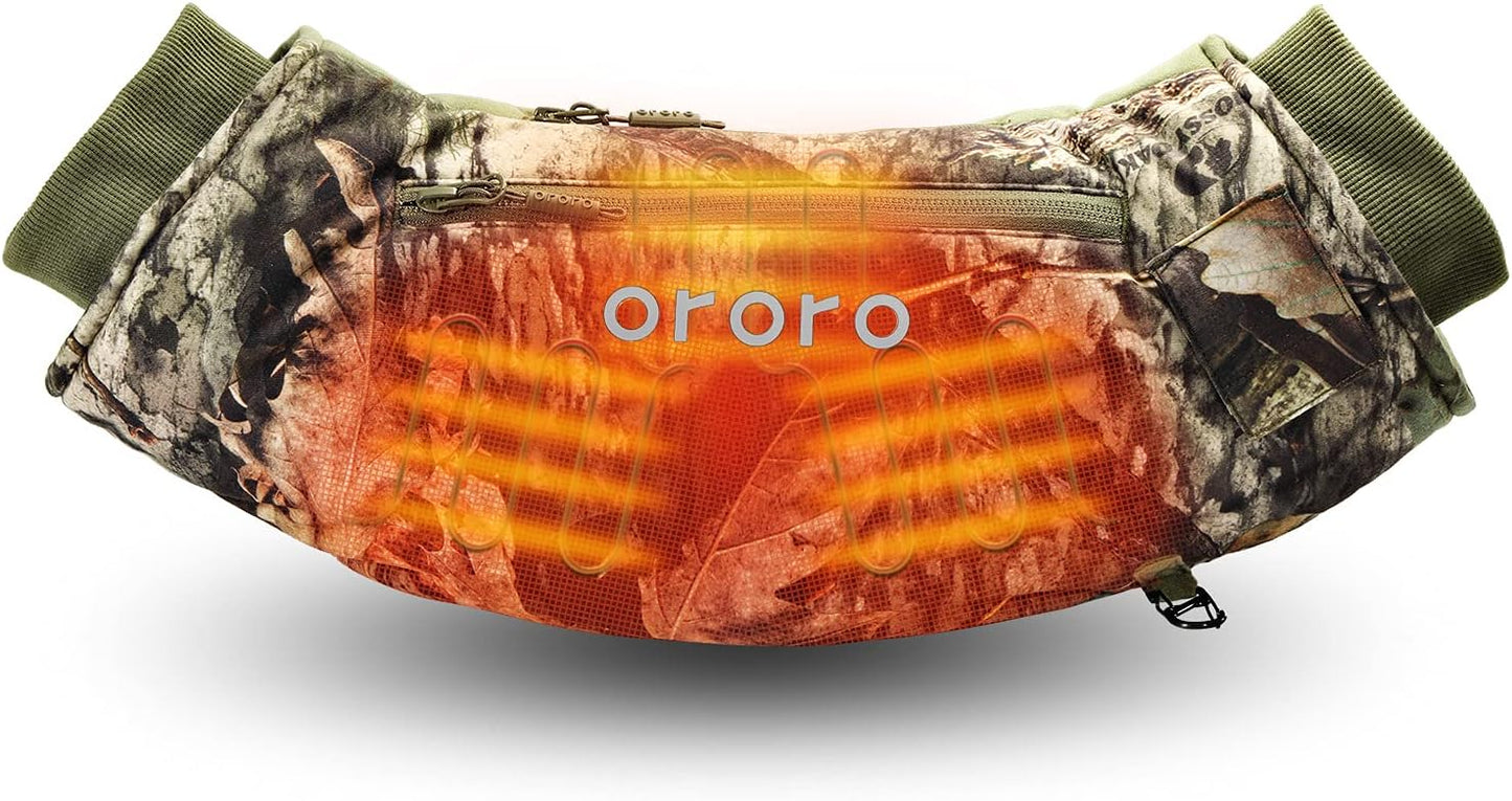 ororo 3-Zone Heated Hand Warmer Pouch and Muff with Rechargeable Battery | Up to 14 hrs, soft fleece lining, wind-resistant cuffs, water-resistant shell, adjustable waist belt, and storage pockets