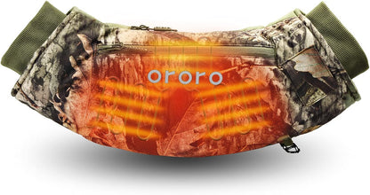 ororo 3-Zone Heated Hand Warmer Pouch and Muff with Rechargeable Battery | Up to 14 hrs, soft fleece lining, wind-resistant cuffs, water-resistant shell, adjustable waist belt, and storage pockets