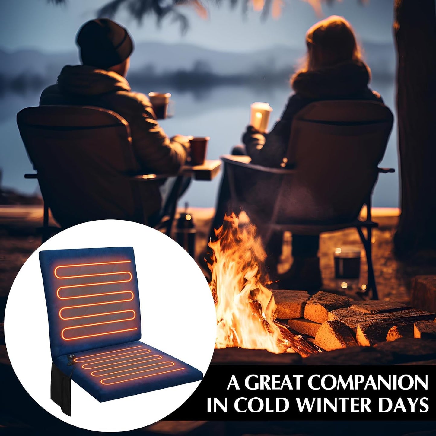 Thyle Portable Heated Seat Cushion for Bleachers Foldable Heating Cushion 3 Mode Adjustable Heated Stadium Chair Bleacher Seat for Bleachers Indoor, Power Bank Not Included