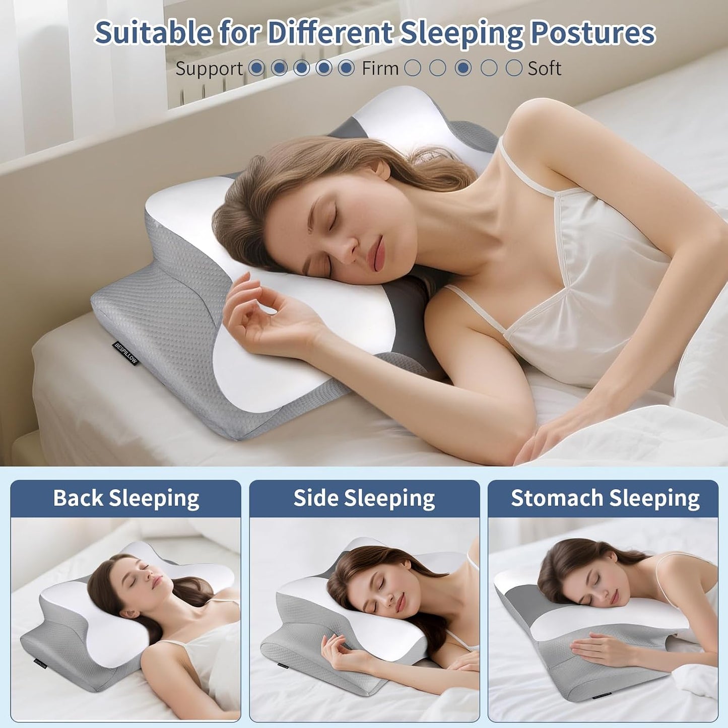 Cervical Pillow for Neck Pain Relief, Ergonomic Neck Pillow for Sleeping | Cooling Memory Foam Pillows for Neck Support,Orthopedic Contour Bed Pillow for Side Back Stomach Sleepers