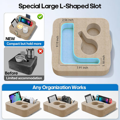 Couch Cup Holder Pillow, Sofa and Bed Caddy for iPad, Kindle, Switch, Game Controller, Remotes, Phones, Small-Sized Cup & Drink Holder for Couch, Bed, Desk, Car, Beach, Bathroom Cup Holder