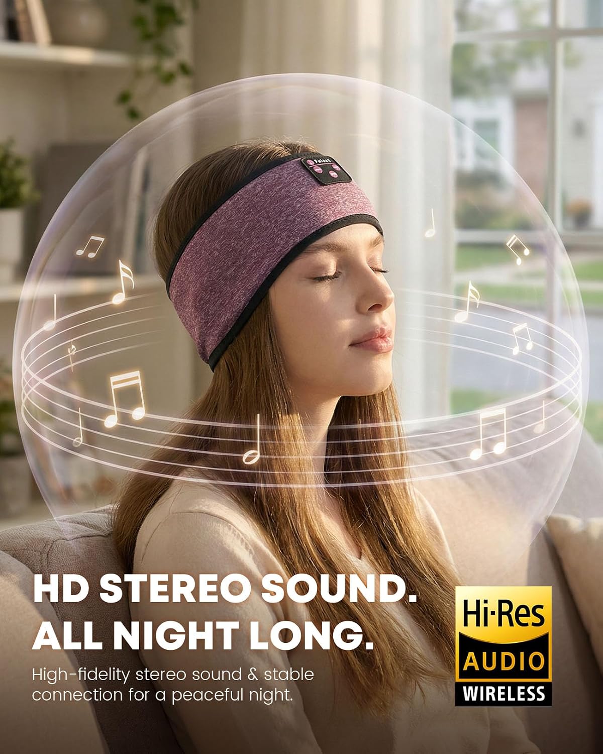 Sleep Headphones Bluetooth 5.4 Headband, Wireless Sleep Headphones with Ultra-Thin HD Stereo Speakers for Side Sleepers, Sweatproof Sports Headband for Workout Yoga Running Cool Gadget Unique Gifts